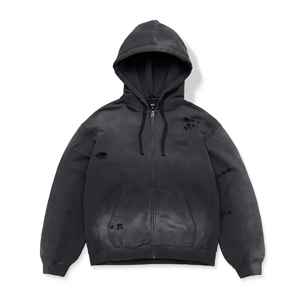 Zip-up Hoodie Charcoal — delantero