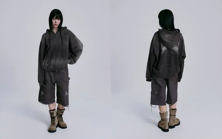 Zip-up Hoodie Charcoal — modelo