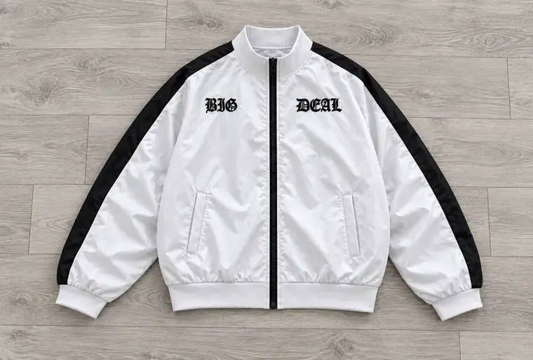 BIG DEAL - WHITE (BORDADO) — vista sobre madera