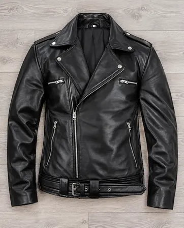LEATHER JACKET - GK — vista sobre madera